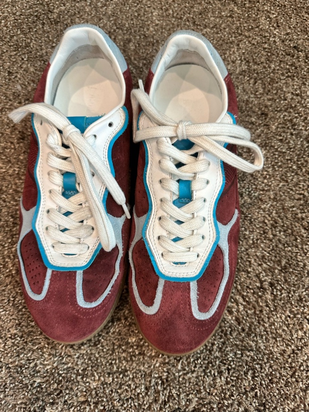 ALOHAS Tb.490 Rife Burgundy Suede Sneakers with Blue Trim Size US 8–8.5 EU 39 - Picture 3 of 7